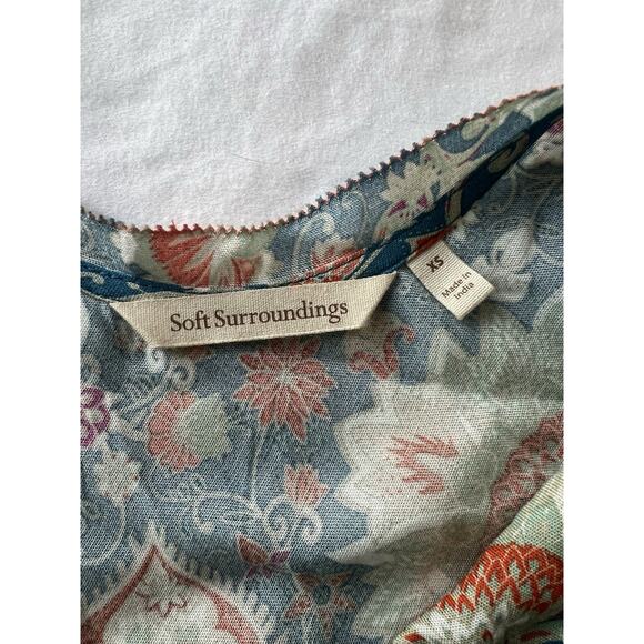 Soft Surroundings Sz XS Kara Floral Maxi Dress in Fiery Teal Blue Jacobean - Picture 9 of 13